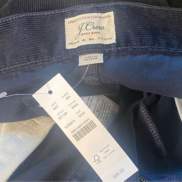 J. Crew New With Tags Style 484 Stretch Corduroy Pants Dark Blue Size 32 - Picture 3 of 12